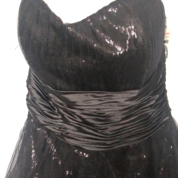 Sherri Hill black high/low strapless gown - Picture 3 of 10